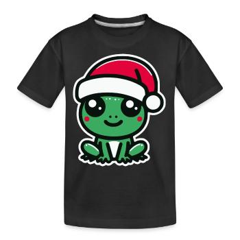 Weihnachten Frosch - Kinder Premium Bio T-Shirt - Schwarz - Vorne