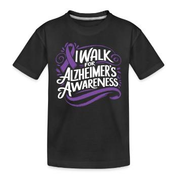 Alzheimer's Awareness Purple Ribbon - Kids' Premium Organic T-Shirt - black - Front