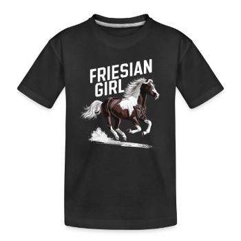 Proud Friesian Girl rider - Kids' Premium Organic T-Shirt - black - Front