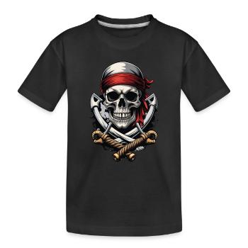 Piratenflaggen Skull Jolly Roger Pirat Kostüm - Kinder Premium Bio T-Shirt - Schwarz - Vorne