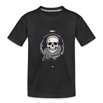 Piratenflaggen Skull Jolly Roger Pirat Kostüm - Kinder Premium Bio T-Shirt - Schwarz - Vorne