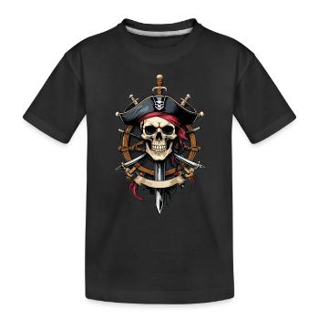 Piratenflaggen Skull Jolly Roger Pirat Kostüm - Kinder Premium Bio T-Shirt - Schwarz - Vorne