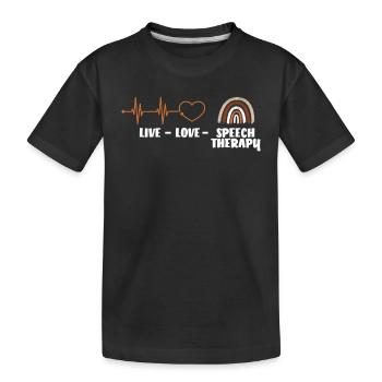 Live Love Speech Therapy Herzschlag Regenbogen - Kinder Premium Bio T-Shirt - Schwarz - Vorne