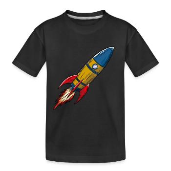Flying Rocket Spaceship - Kids' Premium Organic T-Shirt - black - Front