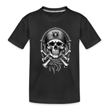 Piratenflaggen Skull Jolly Roger Pirat Kostüm - Kinder Premium Bio T-Shirt - Schwarz - Vorne