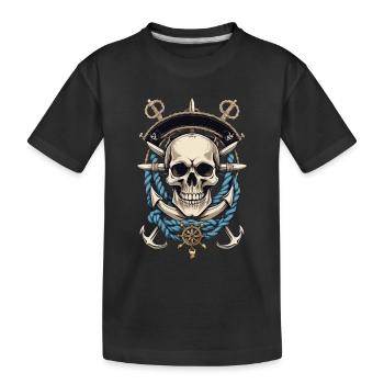Piraten Kostüm Design Piratenflagge Jolly Roger - Kinder Premium Bio T-Shirt - Schwarz - Vorne