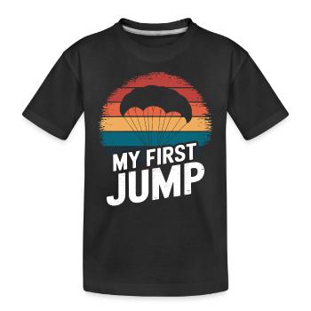 Mein Erster Sprung Fallschirmspringen - Kinder Premium Bio T-Shirt - Schwarz - Vorne