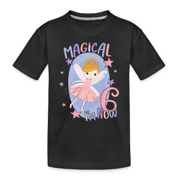 6ème anniversaire fille fée 6 ans bday fête - T-shirt bio Premium Enfant - noir - Devant