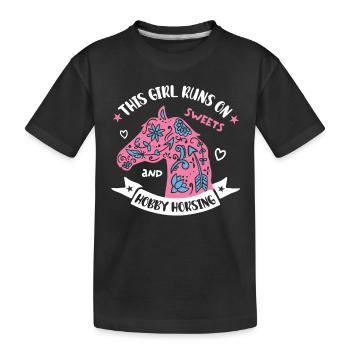 Steckenpferde Pferdekopf Hobbyhorsing Hobby Horse - Kinder Premium Bio T-Shirt - Schwarz - Vorne
