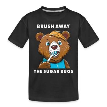 BÄR BRUSH AWAY THE SUGAR BUGS - Kids' Premium Organic T-Shirt - black - Front