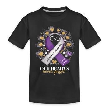 Alzheimer's Awareness Purple Ribbon - Kids' Premium Organic T-Shirt - black - Front