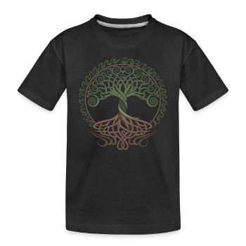 Neo Celtic Lebensbaum Symbolik - Kinder Premium Bio T-Shirt - Schwarz - Vorne