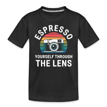 Entfalte Dich Durch Die Linse Fotograf - Kinder Premium Bio T-Shirt - Schwarz - Vorne