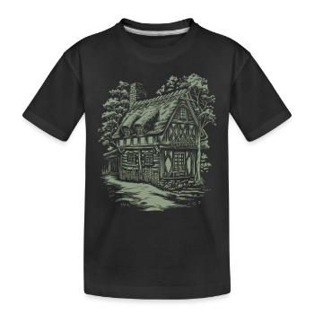 Dunkles Cottagecore Haus im Wald für - Kinder Premium Bio T-Shirt - Schwarz - Vorne