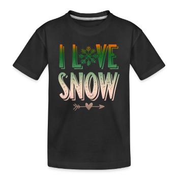 I Love Snow - Kinder Premium Bio T-Shirt - Schwarz - Vorne