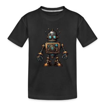 Steampunk robot - Kids' Premium Organic T-Shirt - black - Front