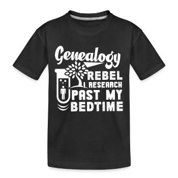 Genealogy Rebel Research Past My Bedtime - Kids' Premium Organic T-Shirt - black - Front