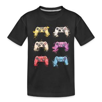 Bunte Controller für Gamer - Kinder Premium Bio T-Shirt - Schwarz - Vorne