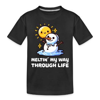 Schmelzen Meinen Weg Durch Das Leben Schneemann - Kinder Premium Bio T-Shirt - Schwarz - Vorne