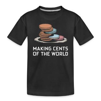 Faire des centimes du monde Pile de pièces Humour - T-shirt bio Premium Enfant - noir - Devant