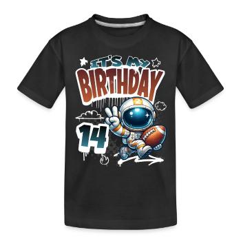 Astronaute 14e anniversaire Football - T-shirt bio Premium Enfant - noir - Devant