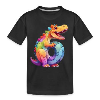DINO 6 ANS DINOSAURE NUMÉRO 6E ANNIVERSAIRE - T-shirt bio Premium Enfant - noir - Devant
