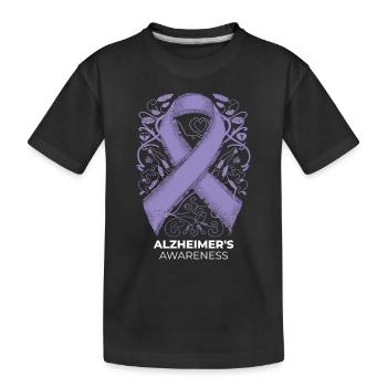 Alzheimer's Awareness Purple Ribbon - Kids' Premium Organic T-Shirt - black - Front