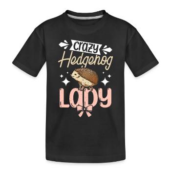 Crazy Hedgehog Lady - Kinder Premium Bio T-Shirt - Schwarz - Vorne