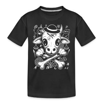 Comic Kuhschädel T-Shirt für urbane Mode - Kinder Premium Bio T-Shirt - Schwarz - Vorne