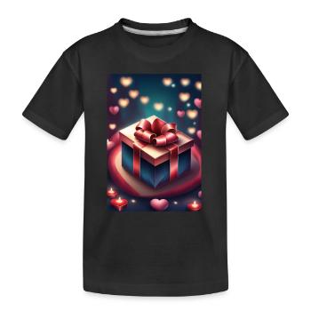 Un cadeau et beaucoup de cœurs - T-shirt bio Premium Enfant - noir - Devant