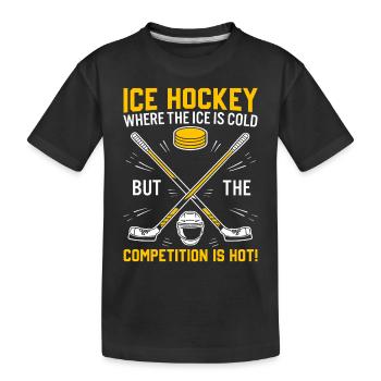 Eishockey: Wo es kalt ist, aber der Wettbewerb - Kinder Premium Bio T-Shirt - Schwarz - Vorne
