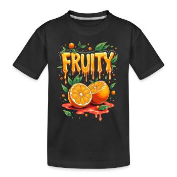 Fruchtig Orangen für einen Orangen Liebhaber - Kinder Premium Bio T-Shirt - Schwarz - Vorne