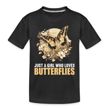 Butterfly Schmetterlinge Schmetterling - Kinder Premium Bio T-Shirt - Schwarz - Vorne