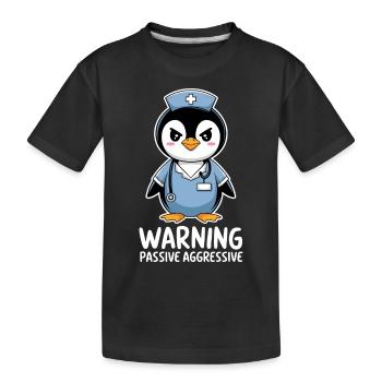 Avertissement Manchot passif agressif - T-shirt bio Premium Enfant - noir - Devant