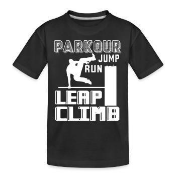 Parkour Jump Run Leap Climb - Kids' Premium Organic T-Shirt - black - Front