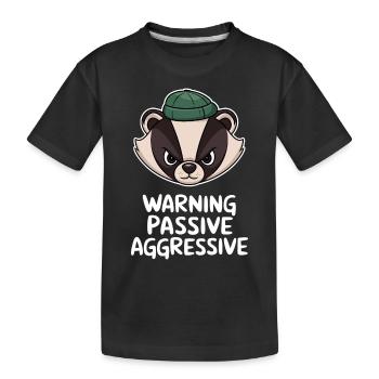 Achtung Passiv Aggressiv Dachs Mit Mütze - Kinder Premium Bio T-Shirt - Schwarz - Vorne