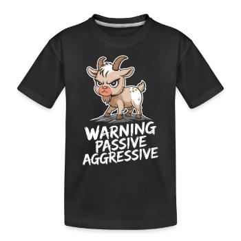 Avertissement : Illustration de chèvre agressive passive - T-shirt bio Premium Enfant - noir - Devant
