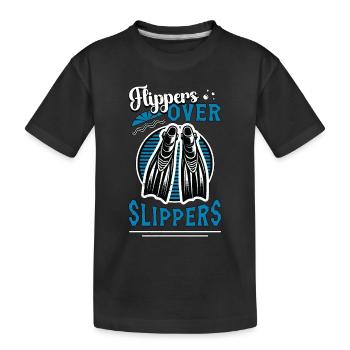 Plongée sous-marine palmes sur pantoufles plongée en apnée - T-shirt bio Premium Enfant - noir - Devant