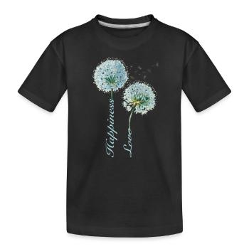 Pissenlit, Bonheur, Amour, Design Inspirant - T-shirt bio Premium Enfant - noir - Devant