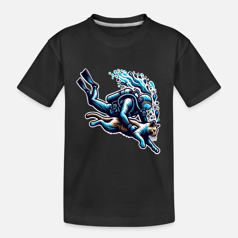 Plongée Plongeur Chat - T-shirt bio Premium Enfant - noir