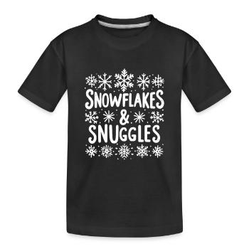 Schneeflocken und Kuscheln - Kinder Premium Bio T-Shirt - Schwarz - Vorne
