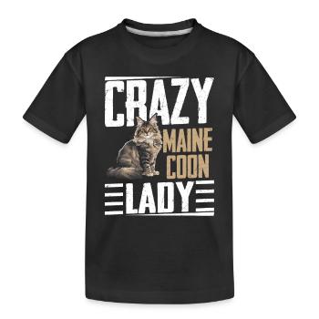 Crazy Maine Coon Lady Mother Kitten Cat - Kids' Premium Organic T-Shirt - black - Front