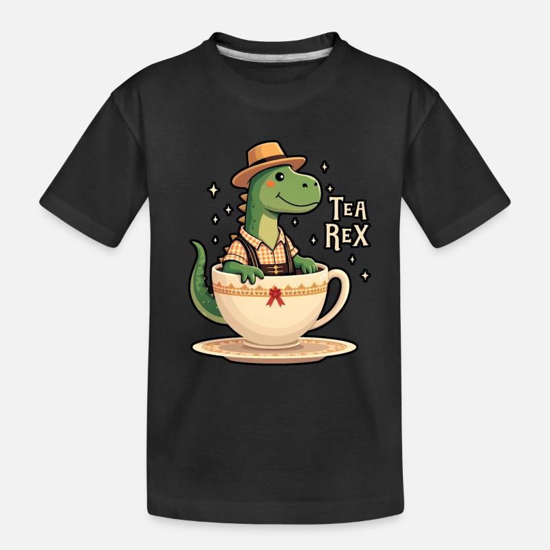 Tea Rex T-Rex Lederhose Lederhosn - Kinder Premium Bio T-Shirt - Schwarz