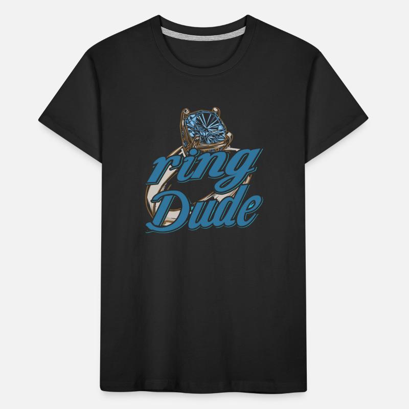 Bague Dude Ring Bearer Mariage Bague de mariage T-shirt bio Premium Enfant