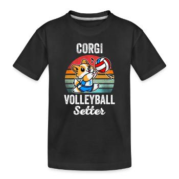 Corgi Volleyball Setter Funny Canine Volleyball - Kids' Premium Organic T-Shirt - black - Front