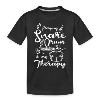 Jouer de la caisse claire est ma thérapie - T-shirt bio Premium Enfant - noir - Devant