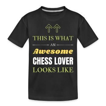 So sieht ein großartiger Schachliebhaber aus - Kinder Premium Bio T-Shirt - Schwarz - Vorne