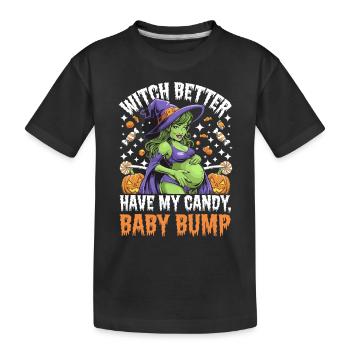 Gespenstische Halloween-Hexe Babybauch für - Kinder Premium Bio T-Shirt - Schwarz - Vorne