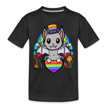 LGBT Gay Pride Fledermaus Regenbogenfahne - Kinder Premium Bio T-Shirt - Schwarz - Vorne