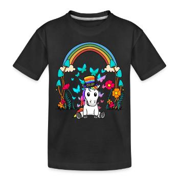LGBT Arc-en-ciel Arc-en-ciel Drapeau Licorne - T-shirt bio Premium Enfant - noir - Devant